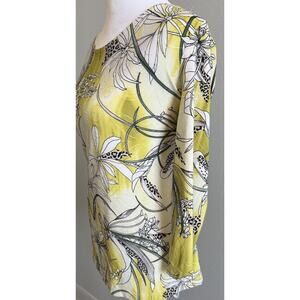 JM Collection Blouse S Yellow Flowers Texture Botanical Tropical Resort Aloha